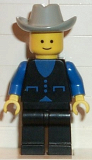 LEGO but023 Shirt with 3 Buttons - Blue, Black Legs, Light Gray Cowboy Hat