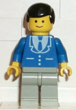 LEGO trn070 Suit with 3 Buttons Blue - Light Gray Legs, Black Male Hair